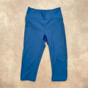 Lululemon blue crop leggings • size 6 • Ruffle lace detail